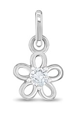 catchy clear cubic zirconia flower sterling silver baby charm 